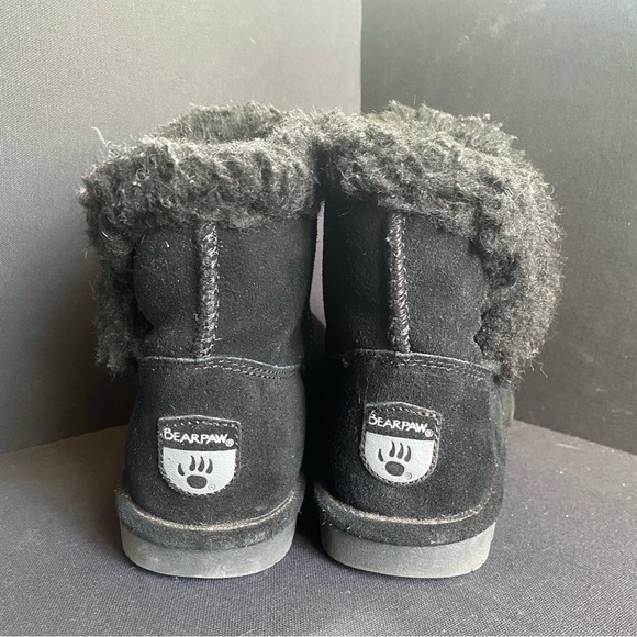 Bearpaw Heidi II Boot Black Suede Faux Fur Mid Rise W7 - Picture 3 of 7